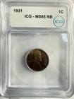 1931-P Lincoln Cent - ICG MS65 RB - Just Graded / New Holder