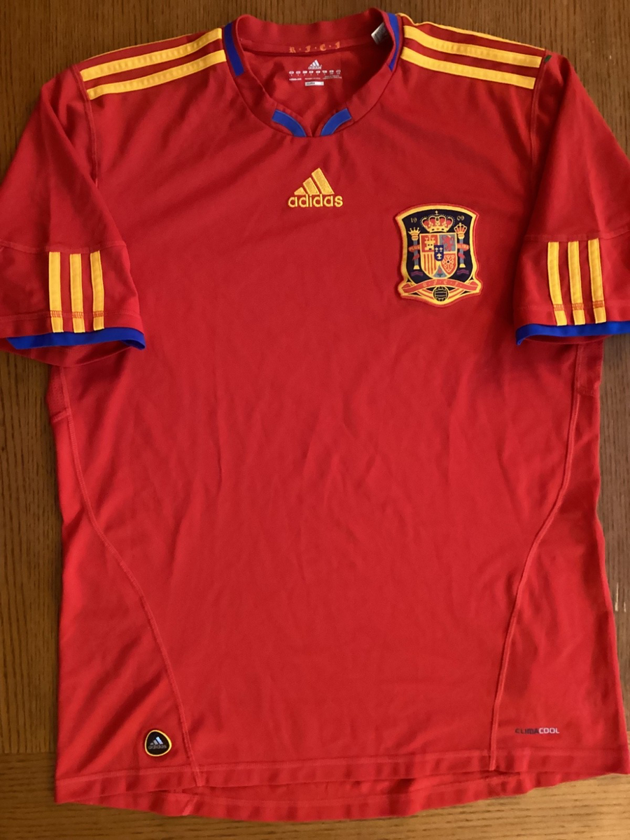Adidas Spain World Cup 2010-11 Red w/ Yellow and Blue Trim Jersey