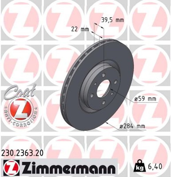 2X Zimmermann Bremsscheibe Coat Z 230.2363.20 FüR Fiat Punto Multipla Delta 145-image