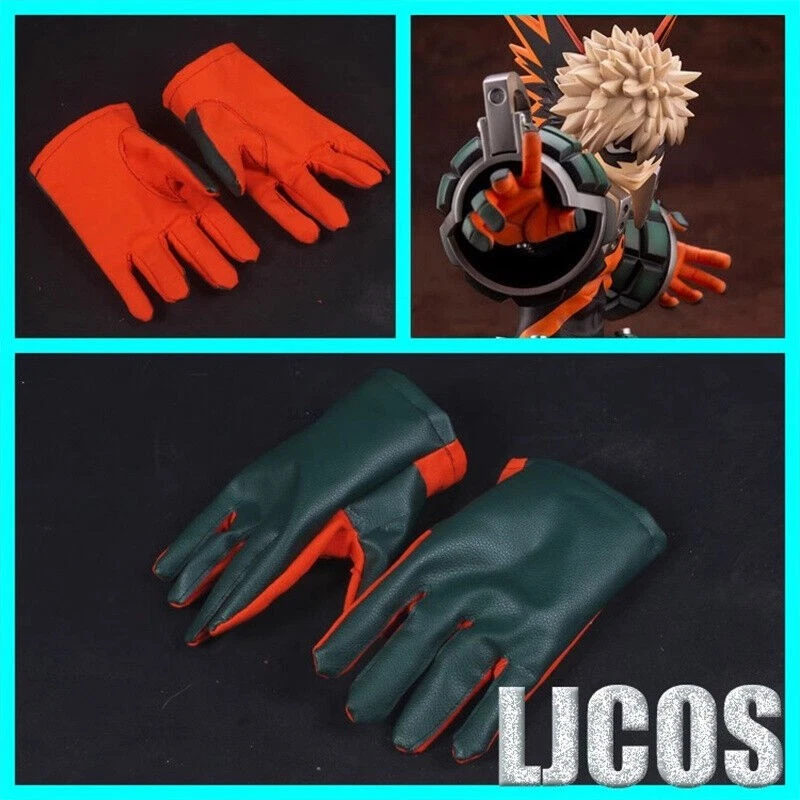 My Hero Academia Bakugou Katsuki Disfraz Cosplay Utilería Guantes PU 1 Par Hecho a Mano Foto 2 de 2