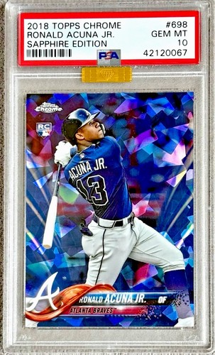 2018 Topps Chrome Sapphire 698 Ronald Acuna Jr. Rookie RC Braves PSA 10 MBA Gold