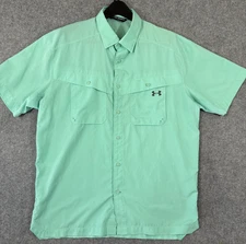 Under Armour Tide Chaser Fishing Shirt Mens L Aqua Foam Green Short Sleeve