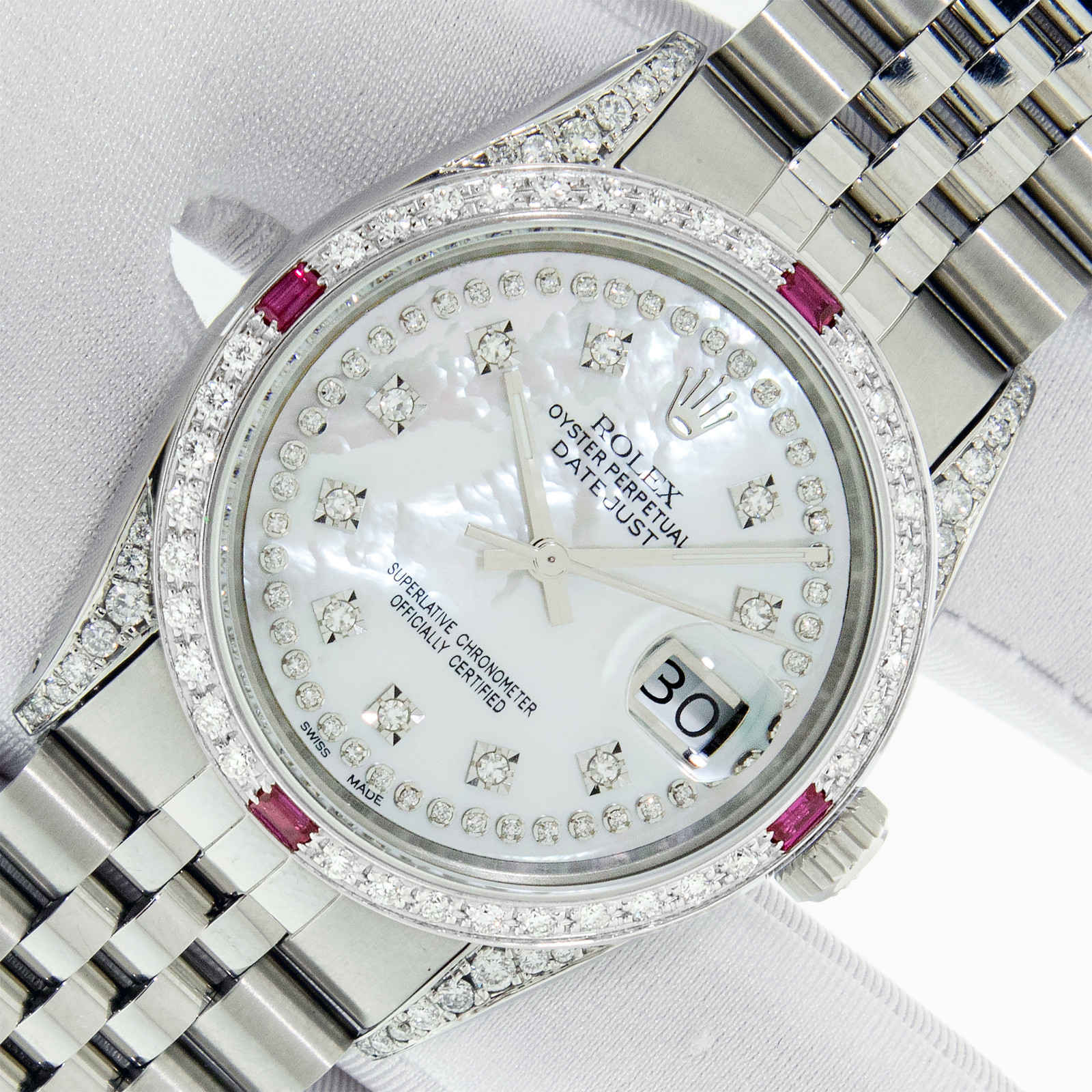 Rolex Datejust Steel and 18k Gold Jubilee Diamond Watch with MOP Diamond Dial