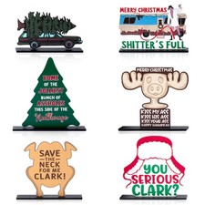 Christmas Vacation Centerpieces Decorations - 6pcs Funny Xmas Wooden Tiered T...