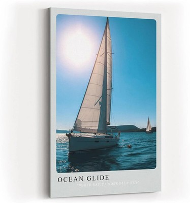 Sinus Art Paul Sinus Kunstdruck Ocean Glide Segelboot bei Sonnenlicht White