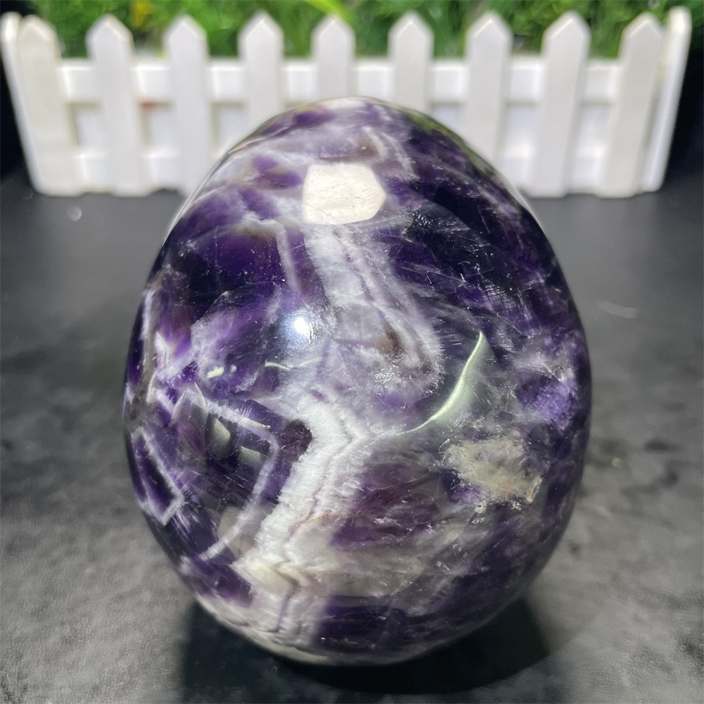 2.9LB 4.3" Natural Dream Amethyst Skull Carved Fiurine Crystal Quartz Reiki