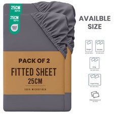 Deep Fit Bed Sheets Hotel Quality Single Double King Size Fitted Sheet PACK OF 2