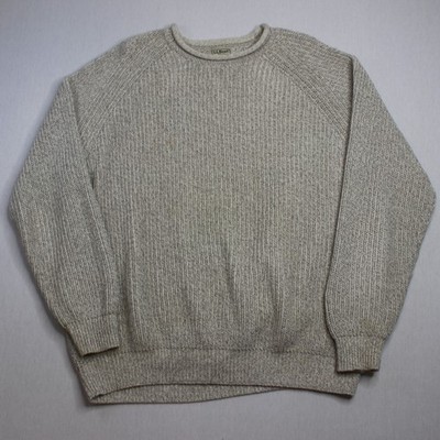 Vintage 90s LL BEAN Sweater Heavy Knit  ROLL NECK 100% Cotton Ribbed Mens XL