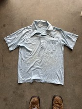 Vintage 70s JCPenney Dagger Collar Polo Shirt Four Button Short Sleeve XL