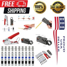 Coax Cable Crimper Coaxial Compression Tool Kit Wire Stripper with F RG6 RG59
