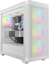 White ATX Mid Tower Computer Case Tempered Glass, Gaming PC Case Support Dual 36