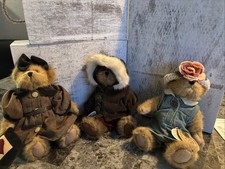 Boyds Bears Plush Lot of 3 Teddy Bears w Tags Dresses Hats 9" Vintage