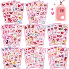 468 PCS Valentines Stickers for Kids, Colorful Heart Stickers Bulk Valentines...