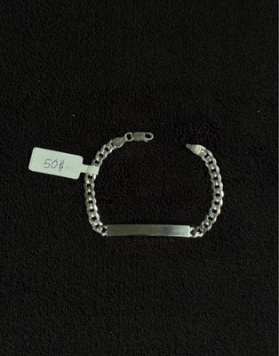 Esclava tejido cubana con placa de plata 925 - 7 inch.