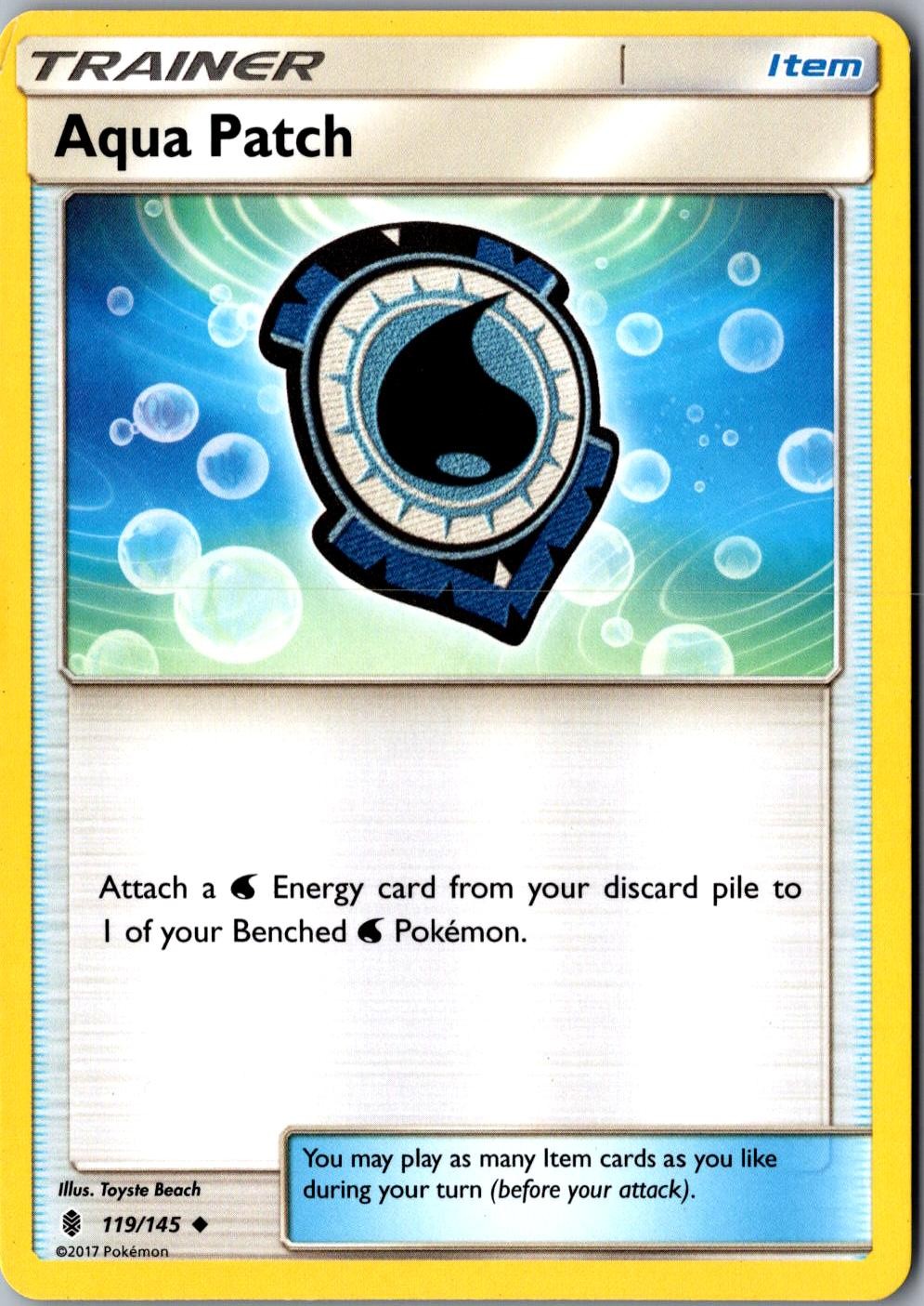 Aqua Patch 119/145 Uncommon SM Guardians Rising LP Pokemon Card
