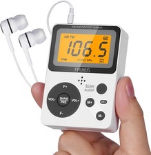 J-159 Pocket AM FM Radio Portable with Stereo Earphone, Gifts for Dad and Mom  