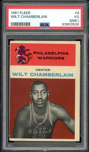 1961 Fleer Wilt Chamberlain Rookie Card #8 RC HOF - Certified PSA 3 MC (VG)