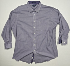 Paul Fredrick Dress Shirt Mens 18-33 Purple Star Check Finest Long Staple