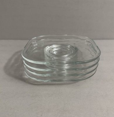 Set of 4 Joe Colombo Arno Clear Glass Square 5.5  Plates Italy 1960s Italora MCM