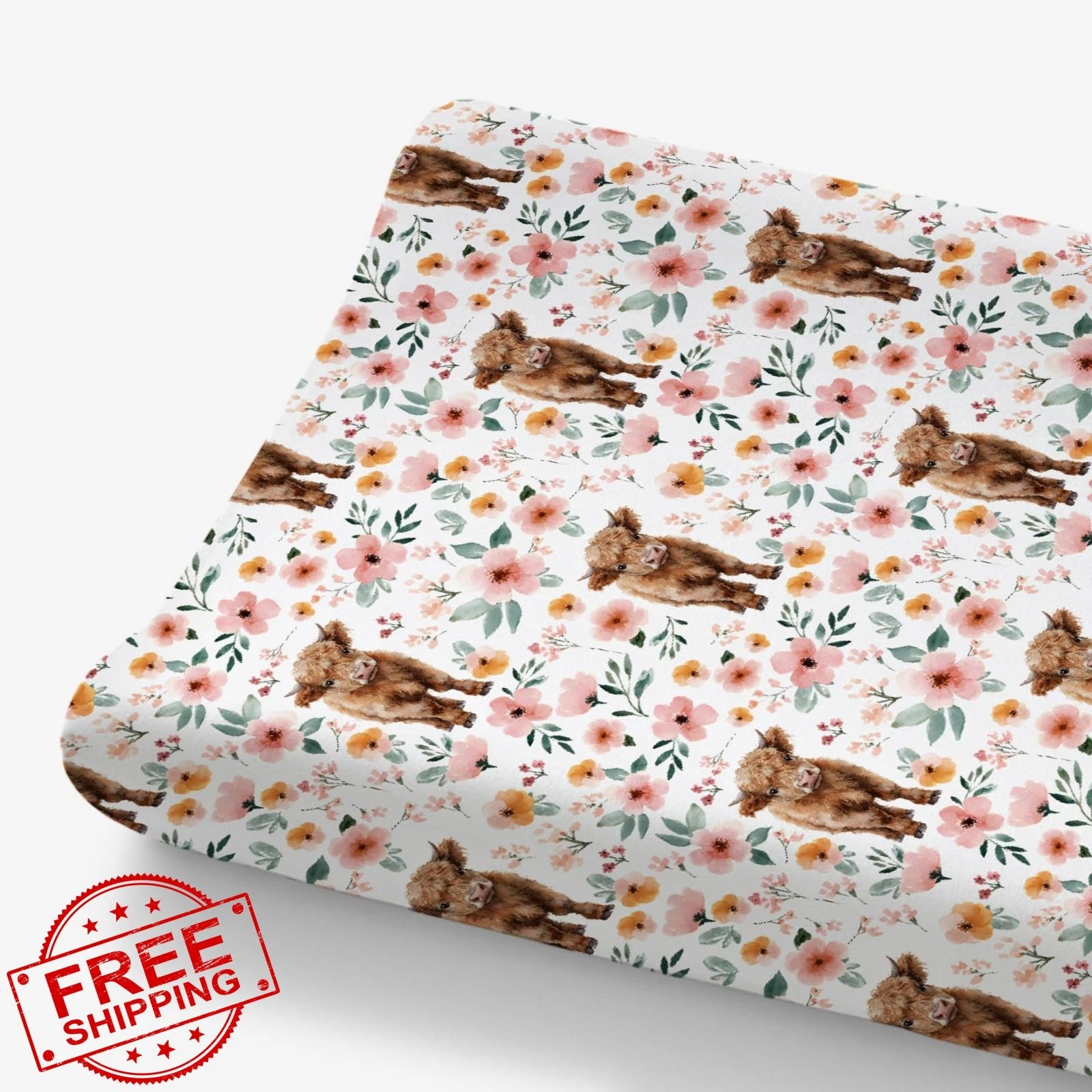 Highland Cow Boho Floral Changing Pad Cover Baby Girls Farm Animal Mat
Opens in a new window or tab