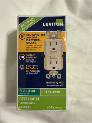 #ad LEVITON™ GFNT1 RI GFCI Outlet 15A 125V IVORY NIB $9.95