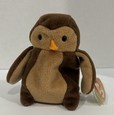 Ty Original Beanie Baby Plush " HOOT " the Owl 1995 PVC PELLETS w/Tag Protector