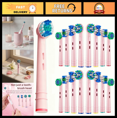 Replacement Brush Heads for Oral-B - Soft Bristles, Pink, 16-Pack, Fits Pro 500/