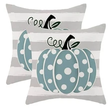 New: 2 pk teal pumpkin pillow covers; boho; pumpkin; fall decor