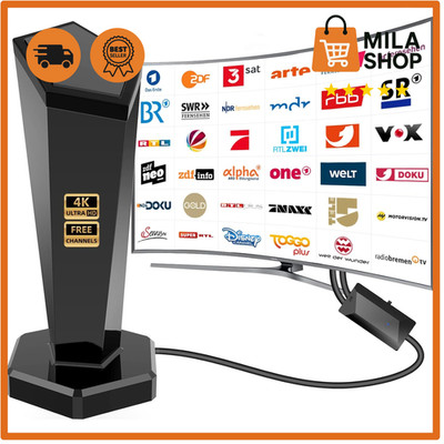 DVB-T2 Antenne mit Verstaerker 4K HD Zimmerantenne 360 Grad Empfang DVBT2 innen