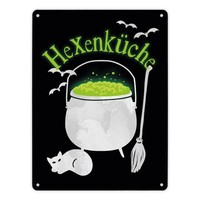 HexenküChe Metallschild XL In 21X28 Cm Mit Hexenkessel FüR Halloween