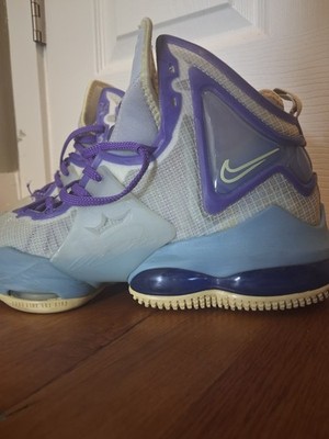 Nike LeBron High Top Basketball Sneakers Light Blue Purple Cream Lace Up
