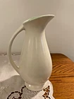 Vintage Red Wing Pottery Pitcher Ewer Vase #2373 Matte White & Green 9” EUC