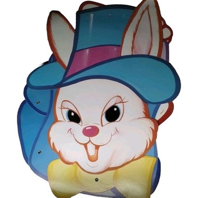 Vtg Large Easter Bunny Wearing Top Hat & Tie Die Cut Jointed Decoration 48'' Tall