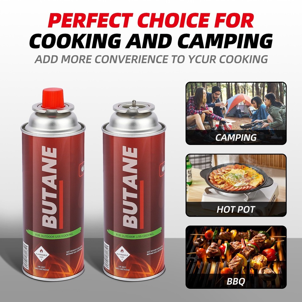 8 Oz Butane Canister Near Me Gas One 12-Pack 8oz Butane Fuel Canisters - UL Certified For Portable Camp Stoves (Made In Korea) Gas Can - Foto 8