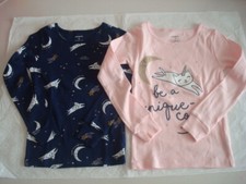 Carter's Kids Girls Size 6 Cats Pajamas Tops Long Sleeve Lot Of 2 Pink Blue