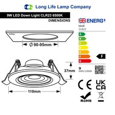 LED Round Adjustable Tilt Angle Ceiling Recessed Downlight Warm or Cool White