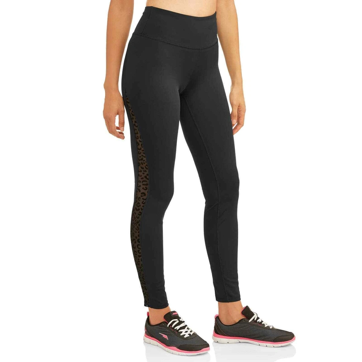 Avia Women's Activewear Mesh Leopard Print Side Stripe Legging