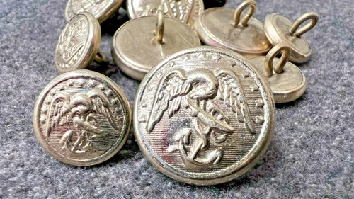 Civil War, Brass U.S.M.C. buttons, Coat Lot of Nine 7/8" & Four 5/8" - NEW, rare