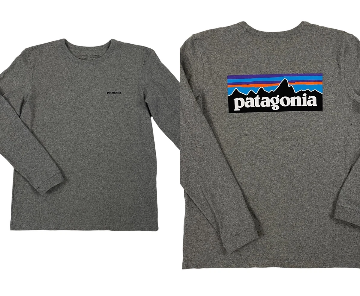 Patagonia P-6 Logo Responsibili-Tee T-Shirt Women's S Long Sleeve Gray Top  Shirt | eBay