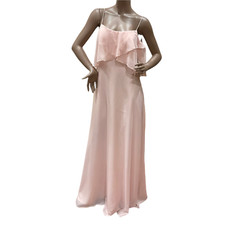 COYA COLLECTION BRIDESMAID PROM DRESS PINK SZ XL SPEGHETTI Strap RUFFLE long