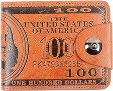 Men's US 100 Dollar Bill Leather Wallet Bifold Purse Card Photo Holder Handbag