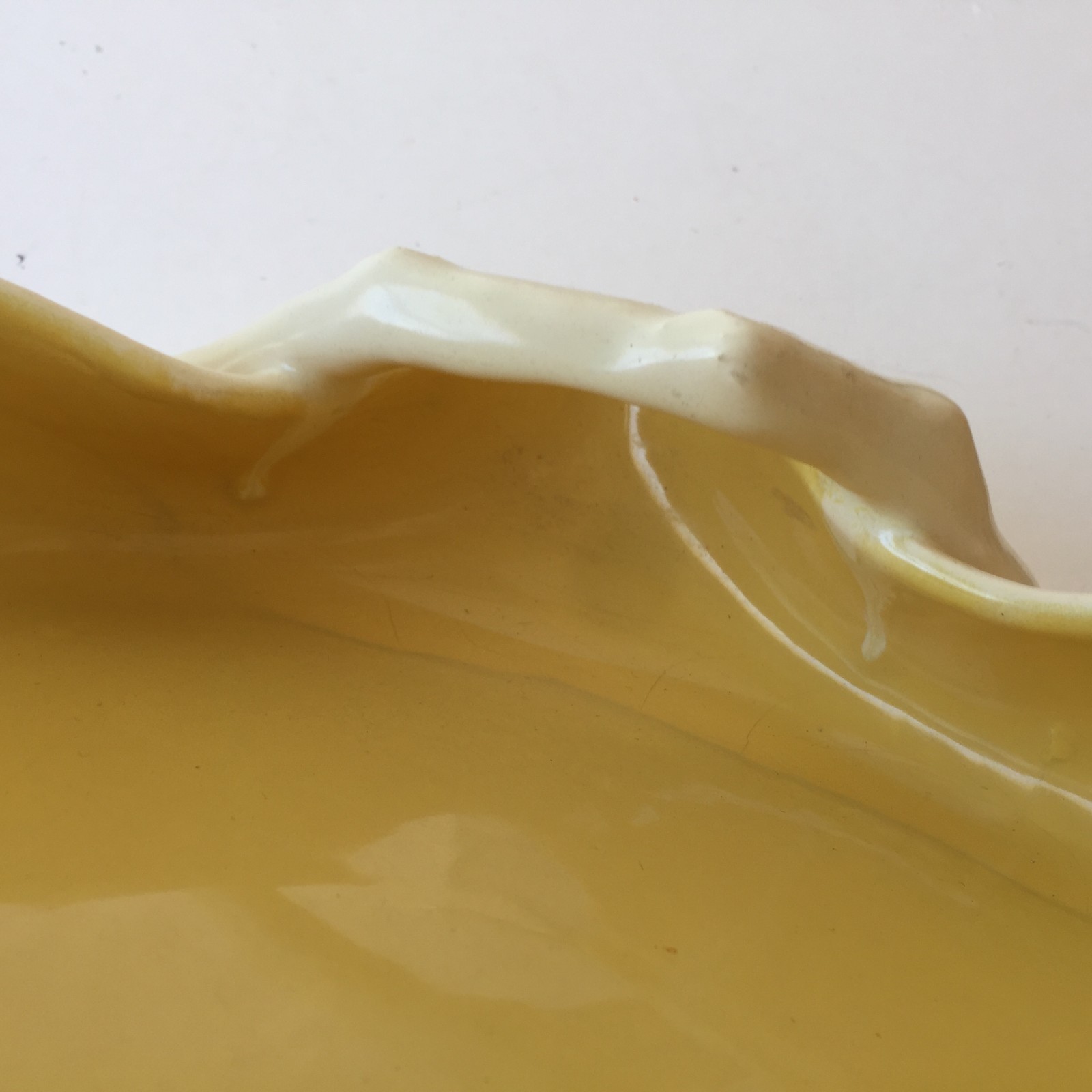 Poppy Trail Hand Made in California USA Yellow White Branch Tray Art Pottery