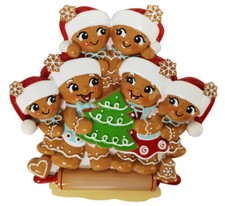 Vintage Gingerbread Family Personalized Christmas Ornament/Family of 3, 4, and 6