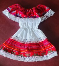 Mexican Toddler Girl's Traditional Dress White  Red Size 9-12Months