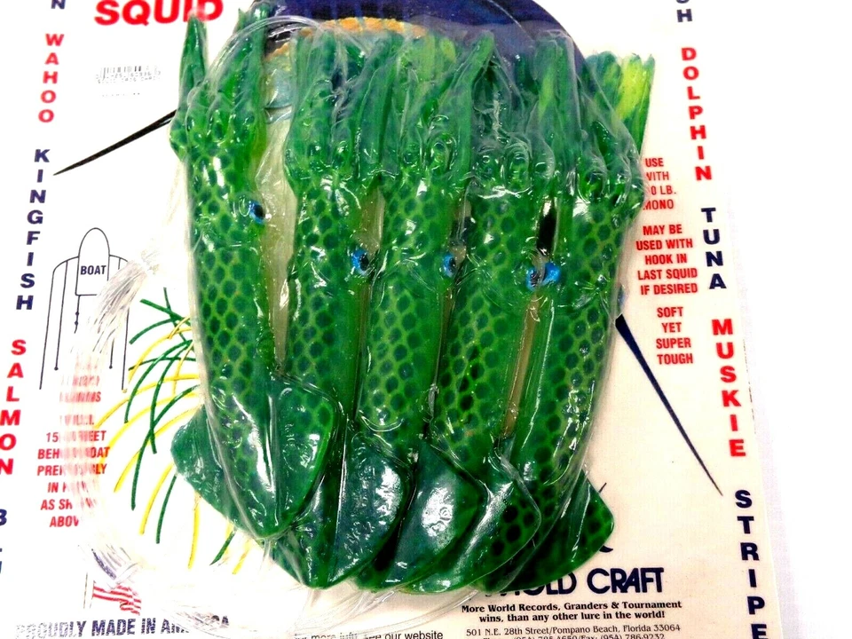 Molde Artesanal 9" SQUIRT CALAMAR MARGARITA CADENA Trolling - 5 Señuelos Calamar GRÁFICO CUADROS AZULES Foto 2 de 3