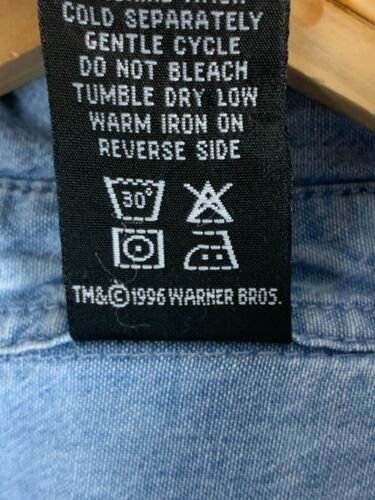 Vintage 90s Looney Tunes Warner Bros Denim Shirt XL Bugs Bunny Taz Tweety Unisex - Picture 6 of 11