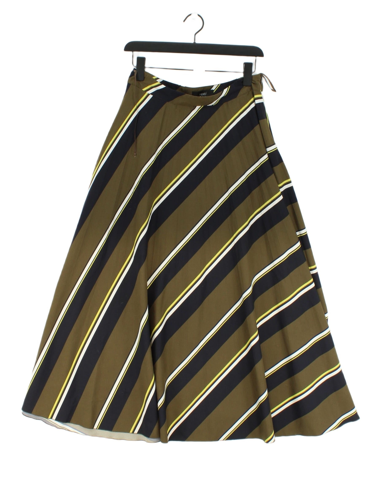 Women's Green Striped Polyester A-Line Midi Skirt Size W 30-image