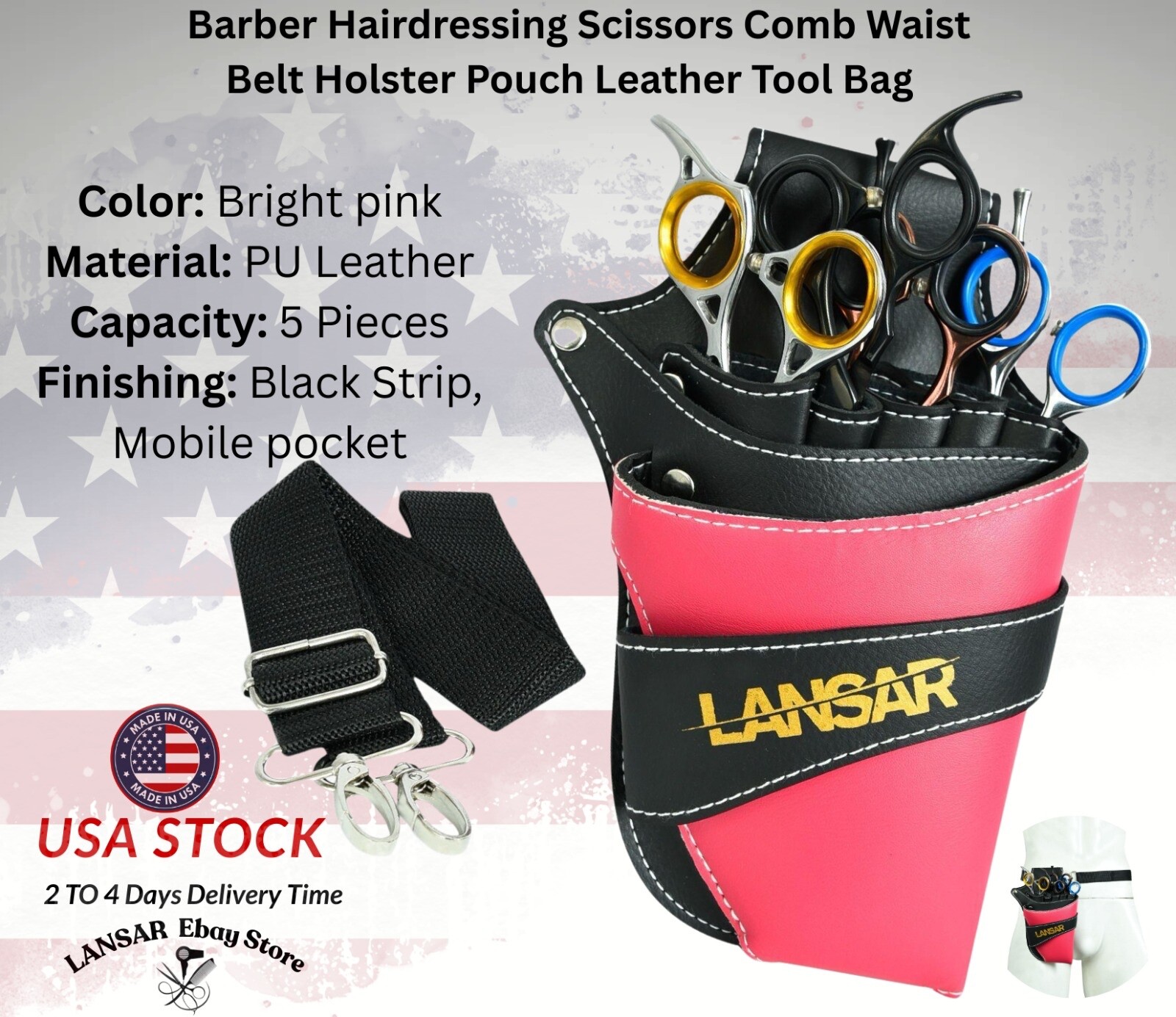 Barber Hairdressing Scissors Comb Waist Belt Holster Pouch Leather Tool Bag