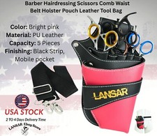 Barber Hairdressing Scissors Comb Waist Belt Holster Pouch Leather Tool Bag
