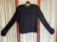 Mark Shale 100% Silk Knit Black Long Sleeve Blouse Women Scoop Neck Size Large